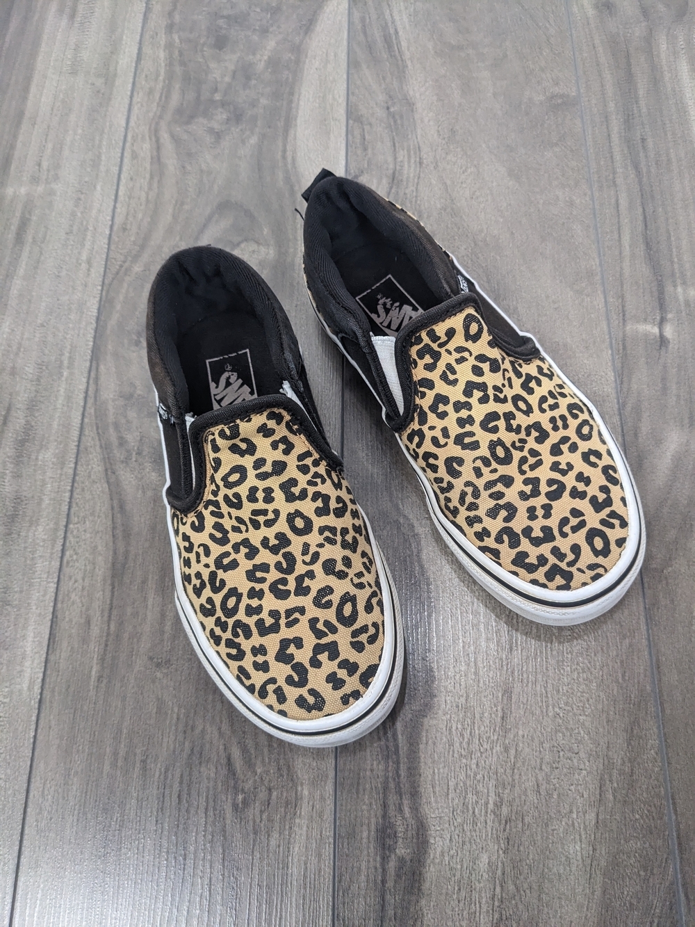 Vans Slip-On Leopard Print Girl's Sneakers - Black & Tan Size 13